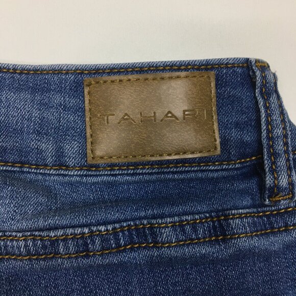 TAHARI Medium/Light Wash Fit Solution CHLOE 5 Pocket Logo Hardware Jeans - Picture 11 of 12